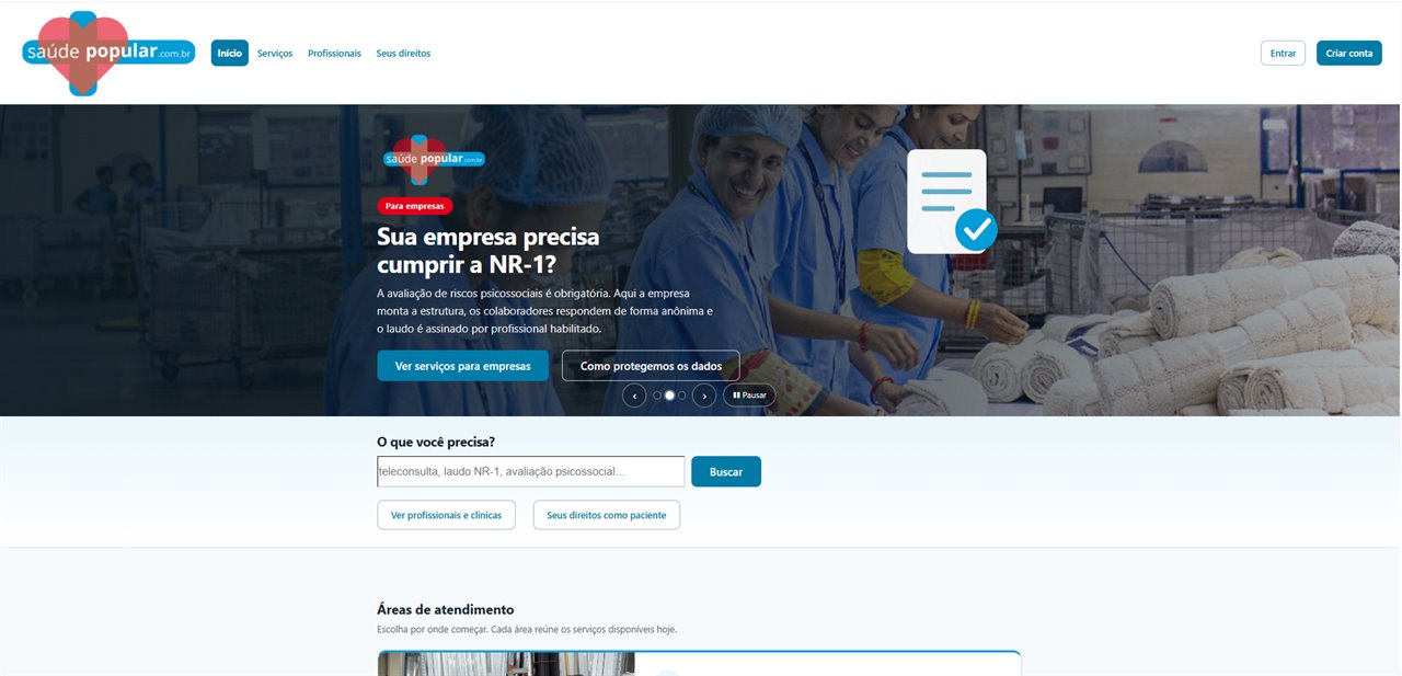 Página inicial do marketplace Saúde Popular