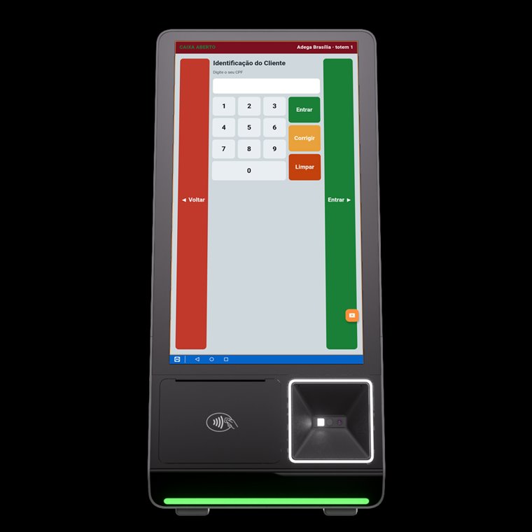 Tela de identificação do cliente no totem, com teclado numérico para digitar o CPF